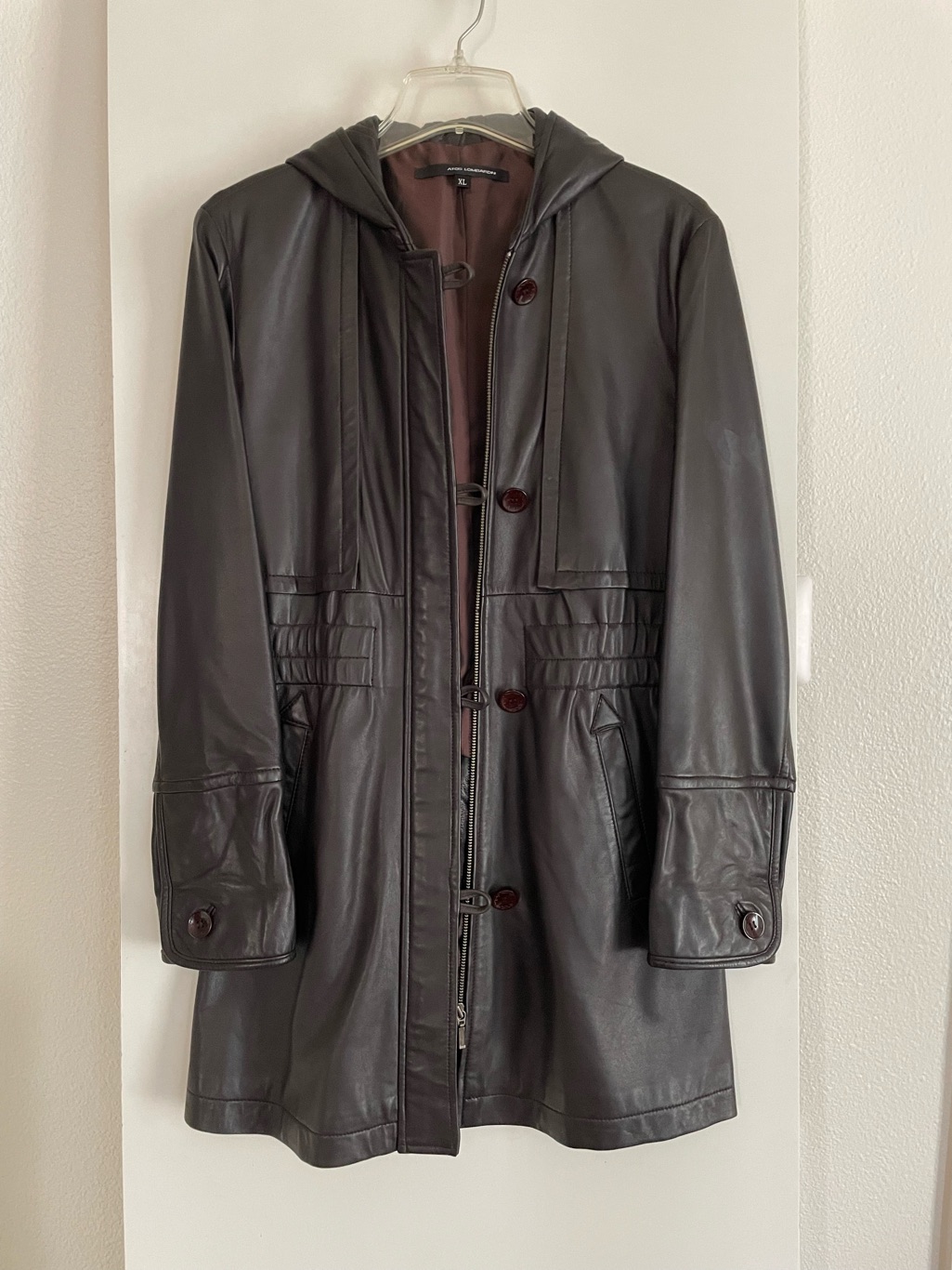 Atos Limbardini Genuine Lamb Leather Trench Coat Jacket Dark Brown Nwot